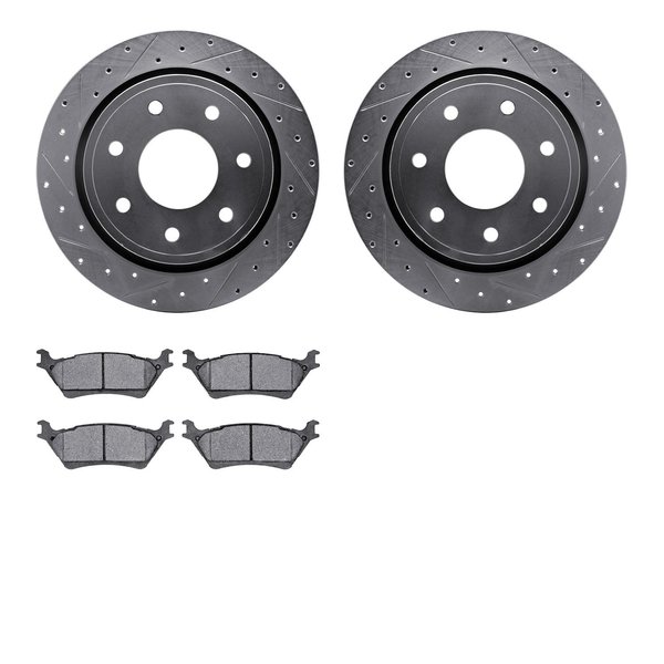 Dynamic Friction Co 7302-54207, Rotors-Drilled and Slotted-Silver with 3000 Series Ceramic Brake Pads, Zinc Coated 7302-54207